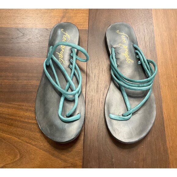 Free People Kayla Soft Strappy Sandals in Pool Blue 38 New with Box Womens - Picture 3 of 15